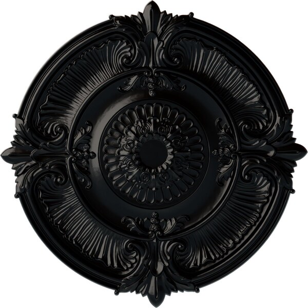 Ekena Millwork Attica Acanthus Leaf Ceiling Medallion (Fits Canopies up to 4 5/8"), 53 1/2"OD x 3 1/2"P, Jet Black CM53ATBLF - main